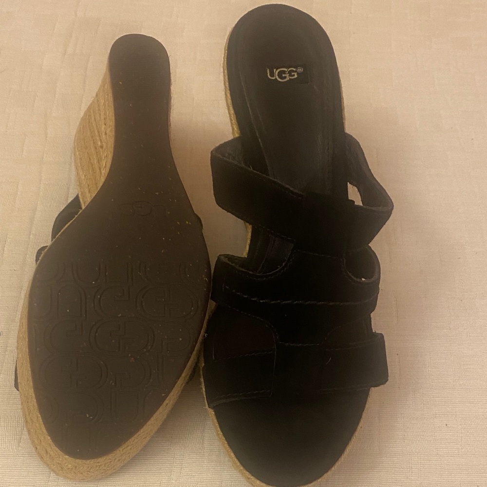 UGG Black and Tan Wedge Sandals - Picture 11 of 11